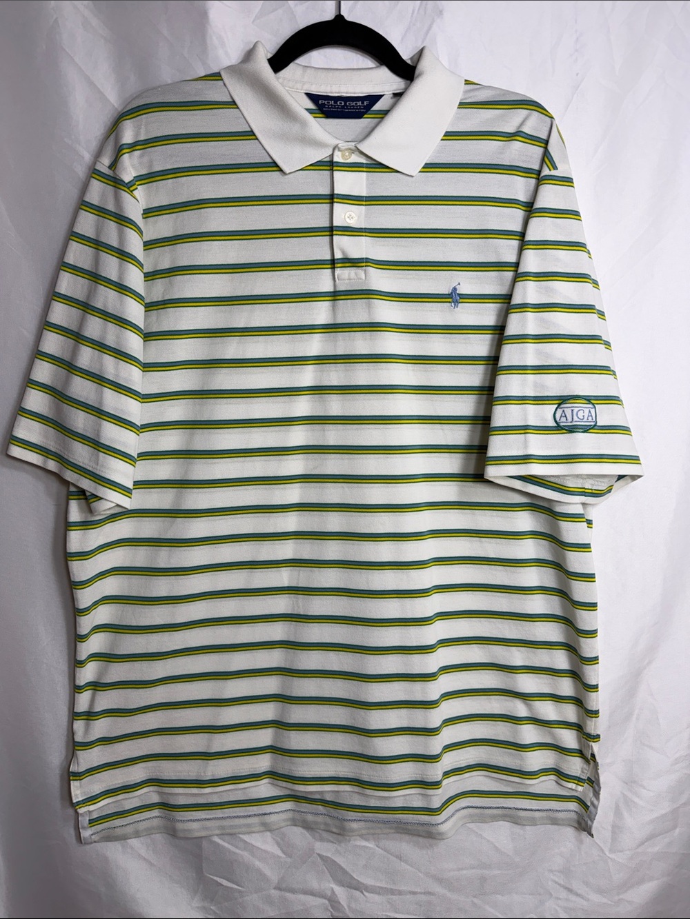 Vintage 90s Polo Golf Ralph Lauren Striped Polo L AJGA Pima Cotton